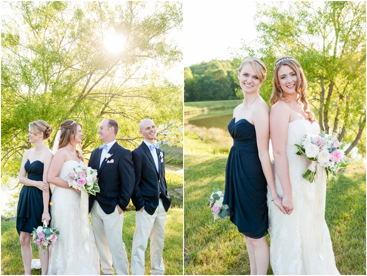 Mechanicsville VA Warriner's Way Farm navy and pink rustic wedding photos and bridal party photos 