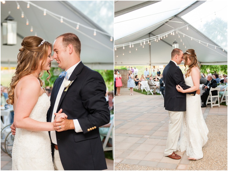 Mechanicsville VA Warriner's Way Farm navy and pink rustic reception wedding photos and first dance