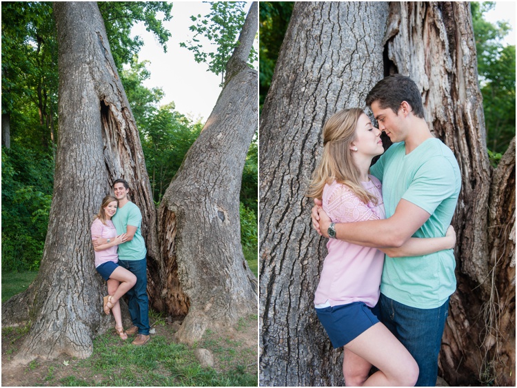 Fairview Farm Engagement Photos and tree trunk