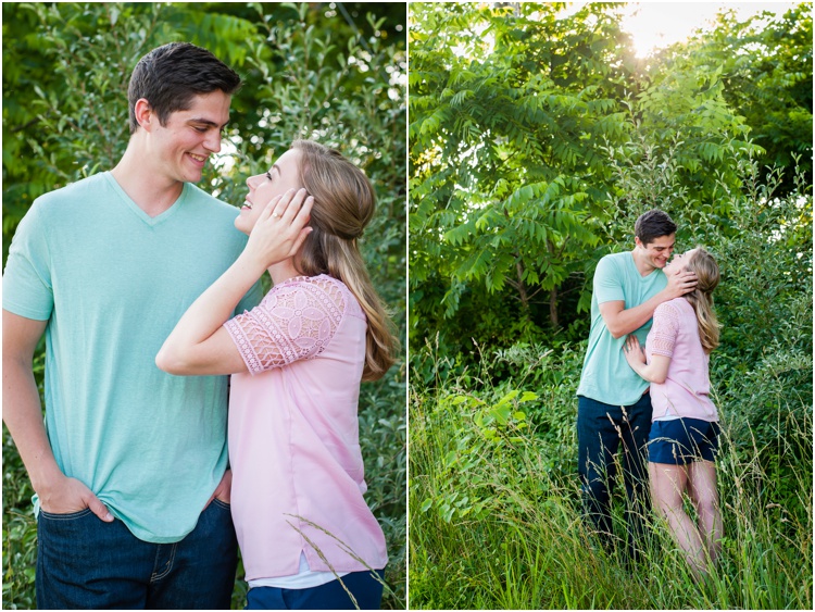 Fairview Farm Engagement Photos and tall grass and teal and pink outfits 
