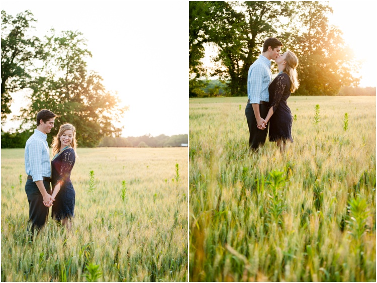 Fairview Farm Engagement Photos and tall field of wheat and sunset 