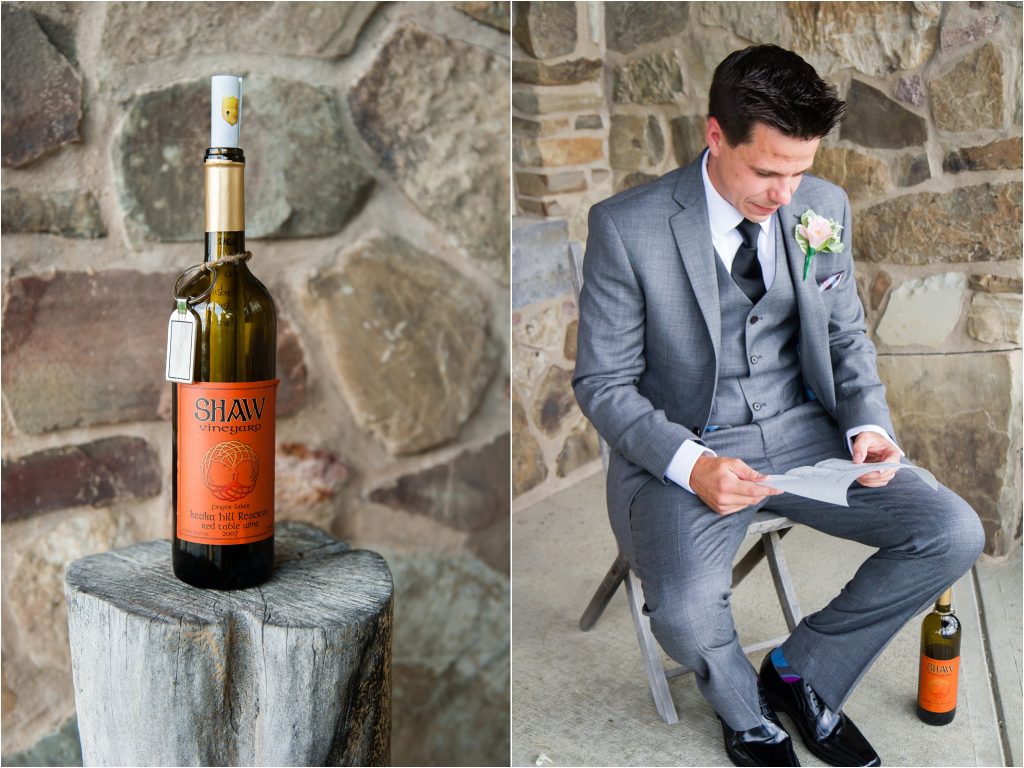 Seneca Lake NY Vineyard Wedding photos, groom present 