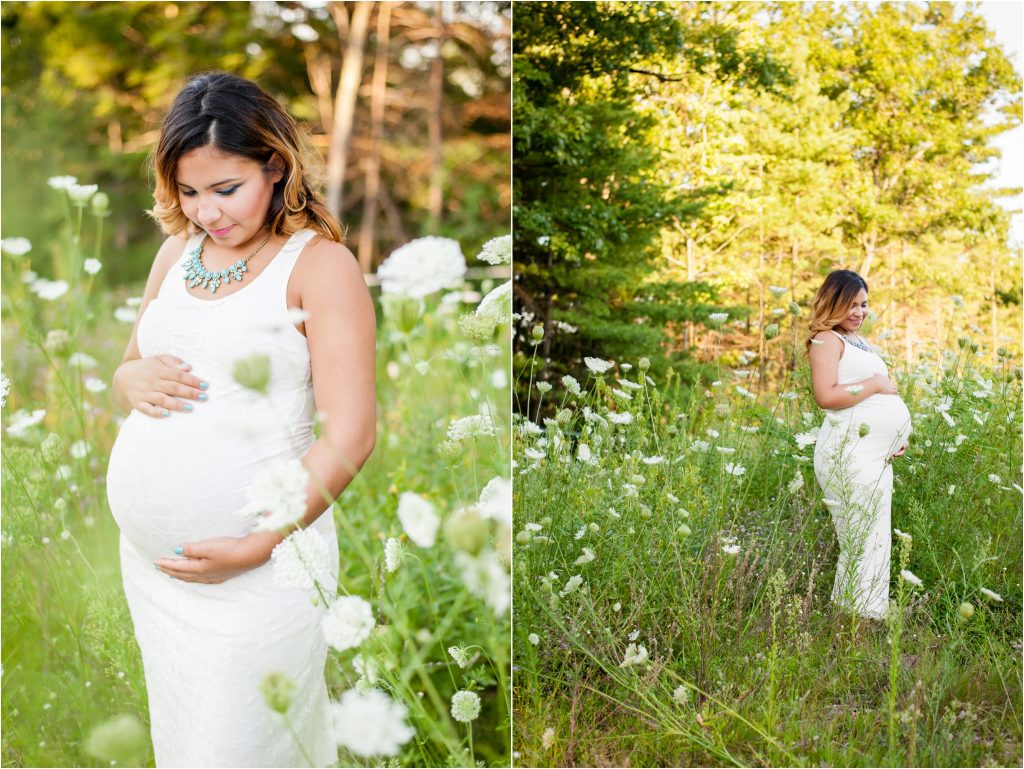 outdoor Maternity Photos in field of flowers