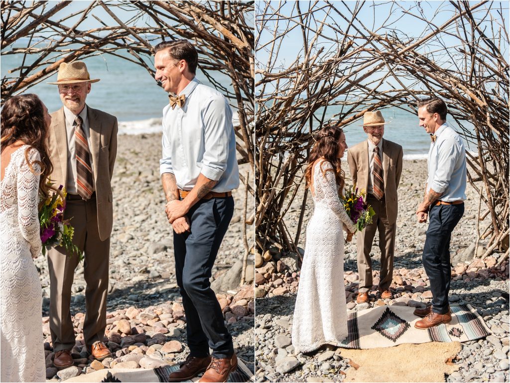 Bay of Fundy Nova Scotia Wedding, groom sees bride for the first time