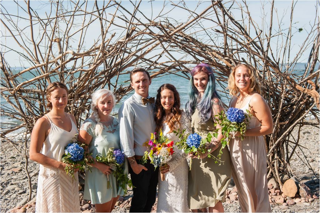 Bay of Fundy Nova Scotia DIY Beach Wedding, bridal party photo