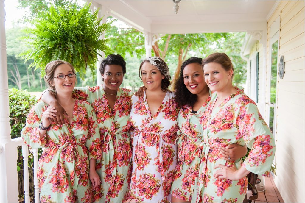 Fairview Farms Brides Maids Red Robes Wedding Photo